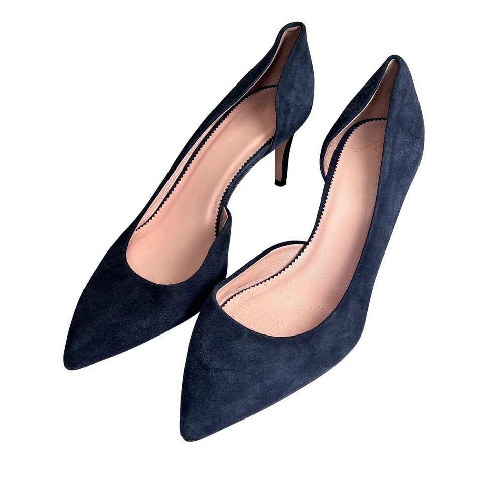 J Crew D'Orsay Pumps Navy Blue Suede Pointed Toe Classic Office Women Size 10